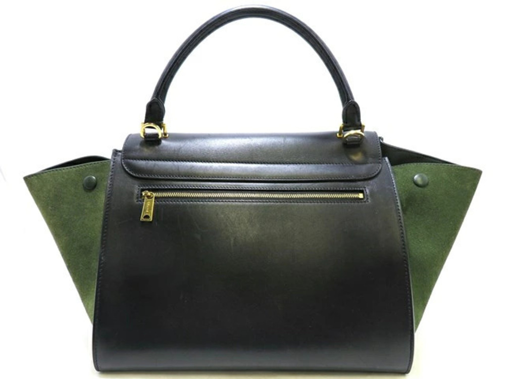 Celine Handbag Calf Trapeze Suede Black